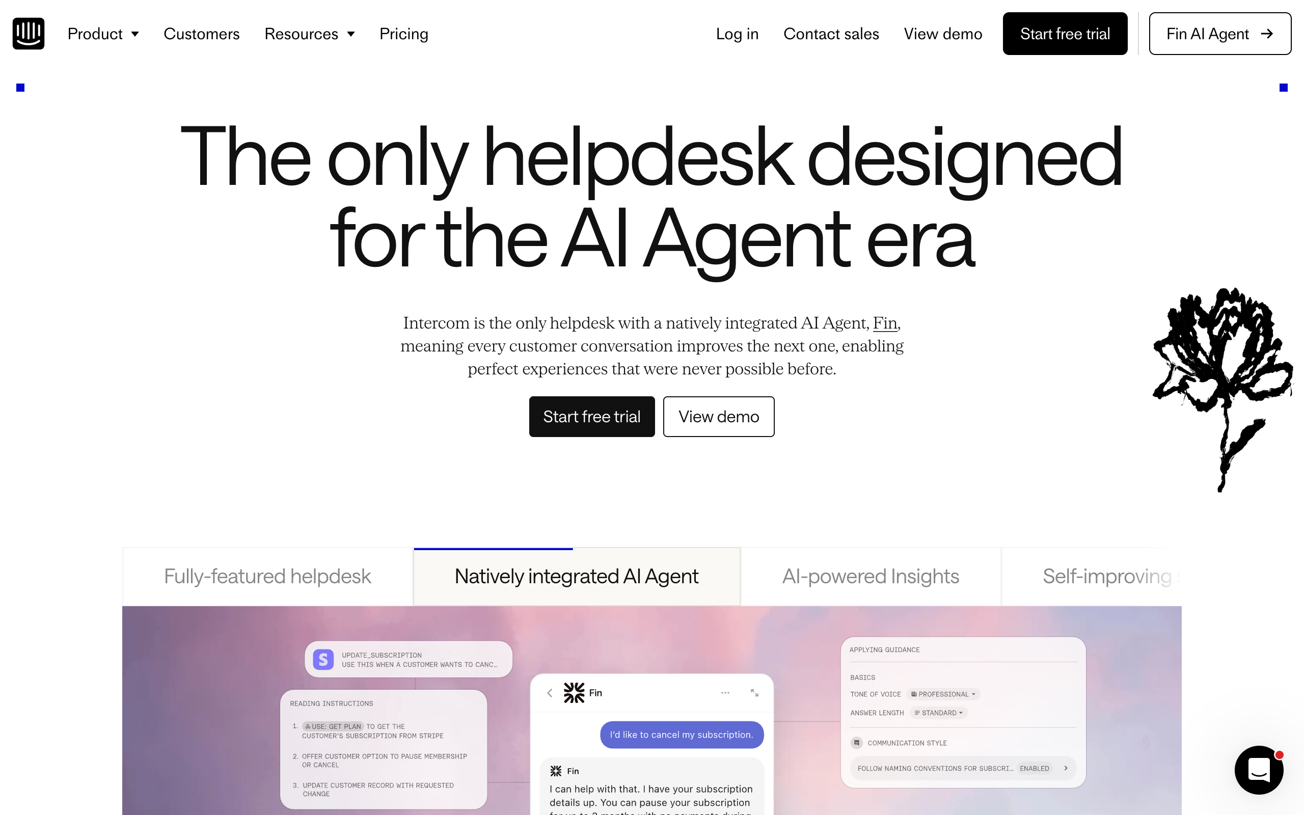 Intercom.com homepage preview